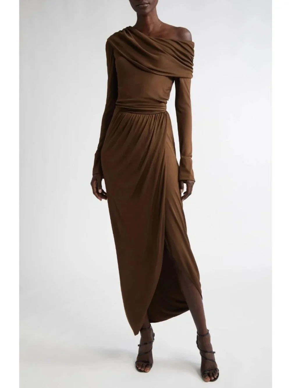 formal evening dress men Zapakasa Women Dark Brown Sweetheart Long Formal Dress with Ruffles Ruched  Strapless Mermaid Evening Dress